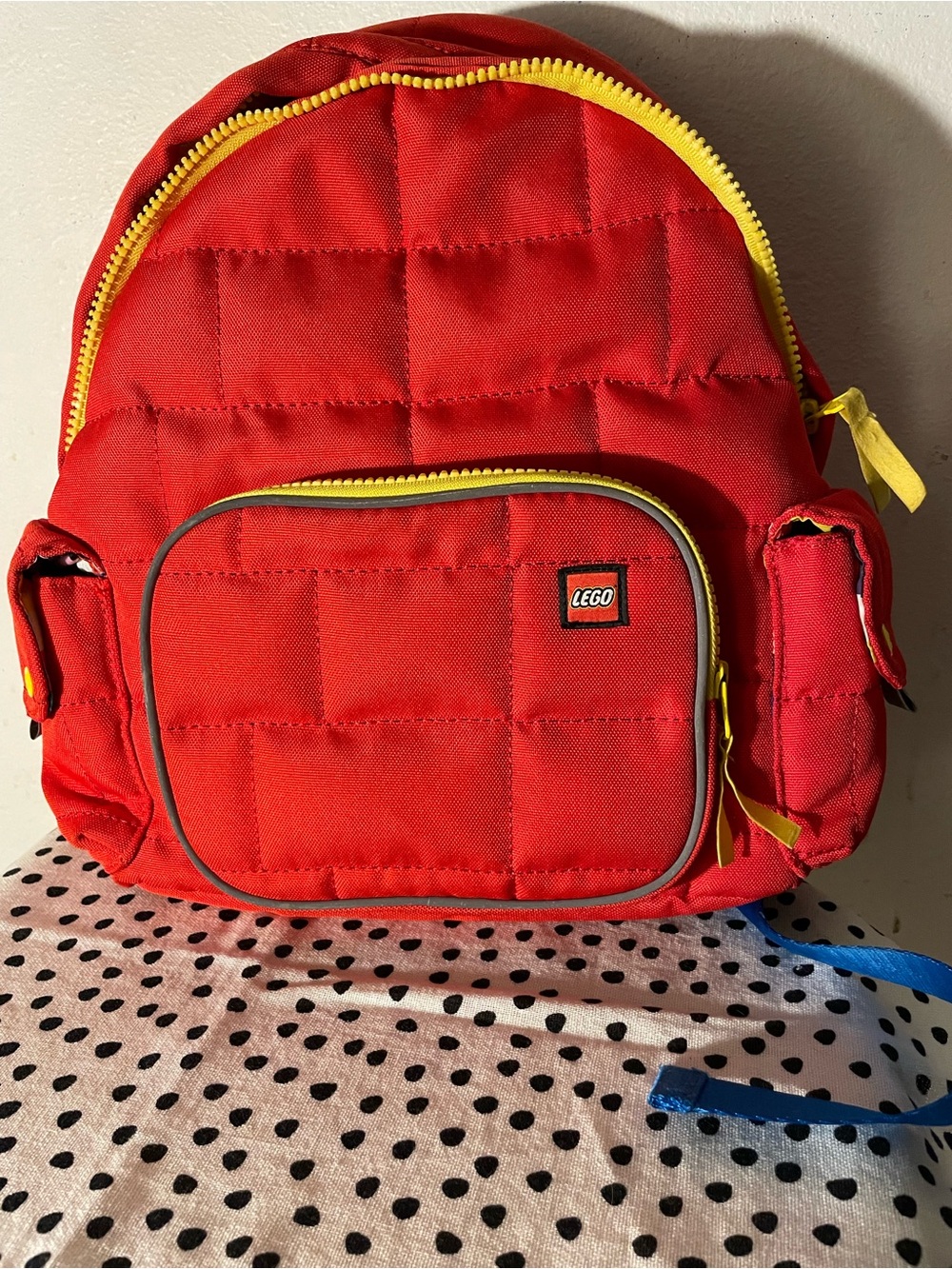 LEGO Kids Red Quilted Backpack with Yellow Trim
